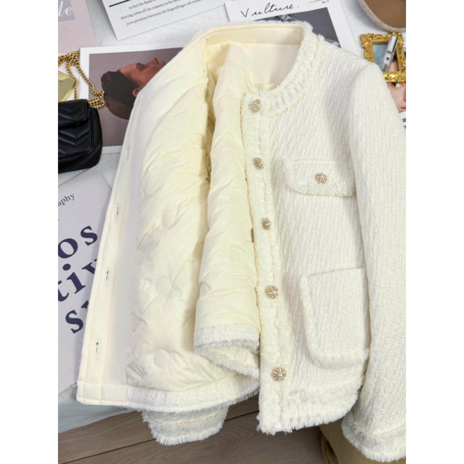 白鸭绒羽绒内胆2025秋冬新款法式小香风外套女高级感短款毛呢上衣,运动/瑜伽/健身/球迷用品,广场舞套装,淘宝优惠券,粉丝福利购,淘宝优惠卷