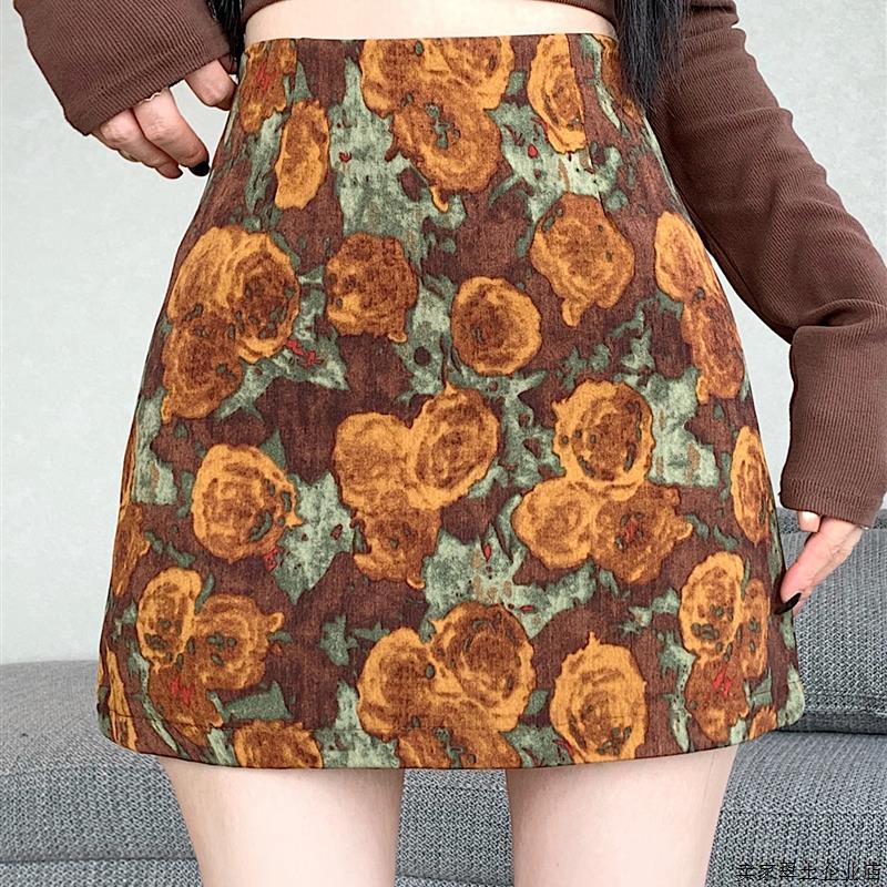 艺术印花半裙短裙高腰包臀裙半身裙女秋冬2025新款A字裙裙子裤裙