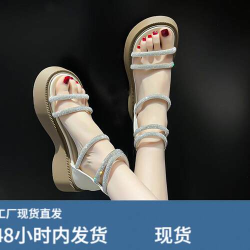 凉鞋女外穿2026夏新款法式精致配裙子不累脚软底旅游高筒罗马凉鞋