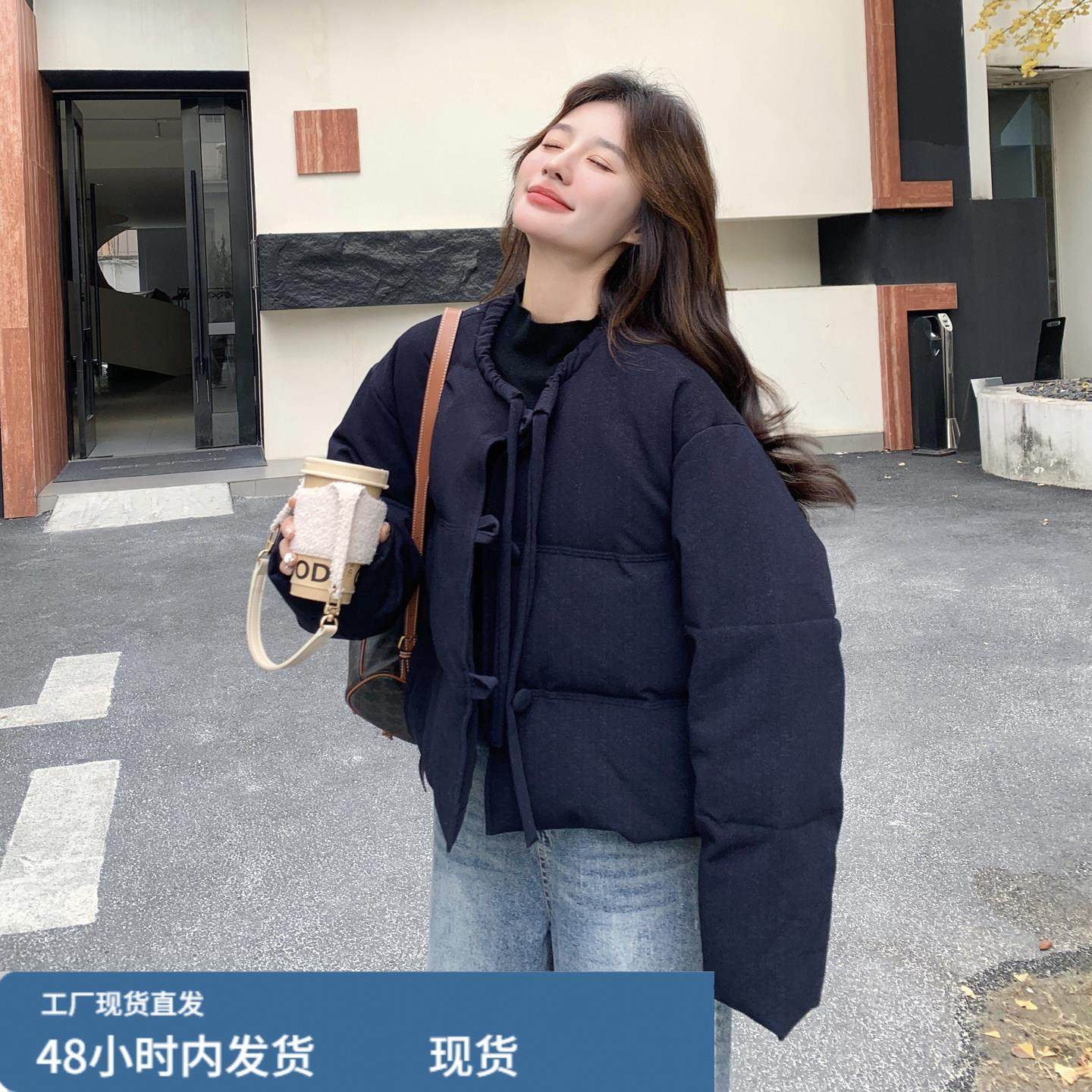 藏青色蝴蝶结系带羽绒服女2025冬季韩系ins风温柔小个子保暖外套,模玩/动漫/周边/娃圈三坑/桌游,Cosplay女装/cos女装,淘宝优惠券,粉丝福利购,淘宝优惠卷