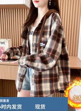 秋冬加戎加厚连帽外套女2