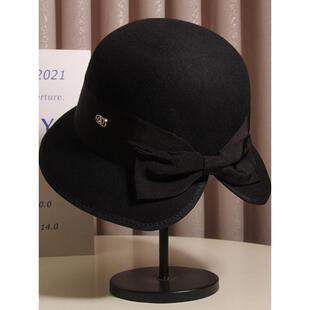 赫本风人字结飘带色戒同款周边汤唯渔夫帽子女秋冬礼帽法式盆帽潮