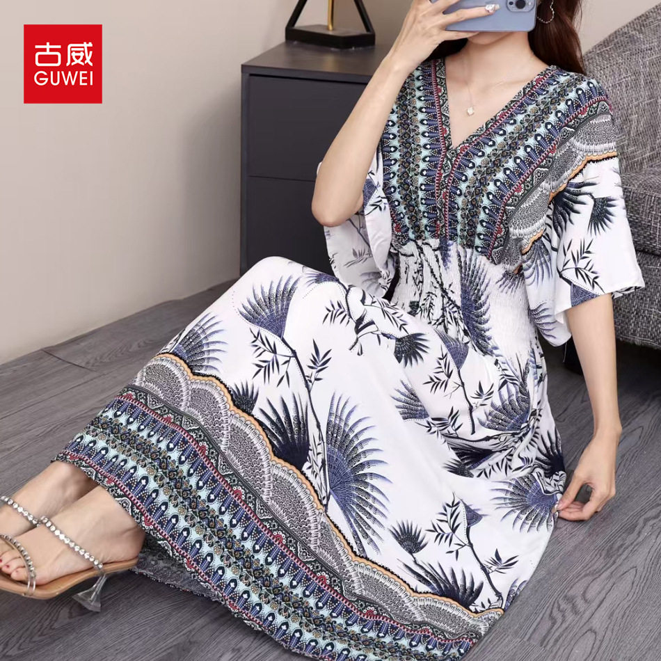 东南亚度假印度风碎花连衣裙