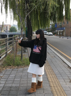 ODD RDCHS旗帜街头黑色加绒卫衣情侣百搭宽松加厚秋冬ins小众新款