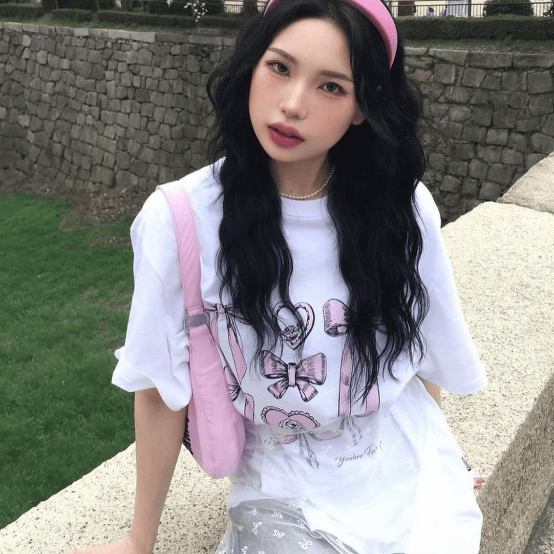 常规粉嫩纯棉女百搭短袖印花