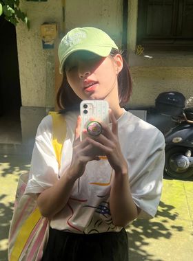 ODD RDCHSC彩色绘画线条印花短袖T恤女宽松百搭白色休闲圆领上衣