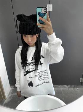 ODD RDCHS小众的爱白色重磅圆领春秋打底衫情侣女款百搭卫衣内搭