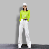 高腰运动洋气减龄健身跳舞短款 短袖 上衣 t恤女2026春夏季 纯棉长袖