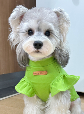 绿色小飞袖背心白胡子雪纳瑞衣服泰迪比熊狗狗衣服支持定制