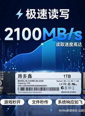 路多鑫M2 nvme 1TB 512GB PCIE3.0固态银盘台式机笔记本通用