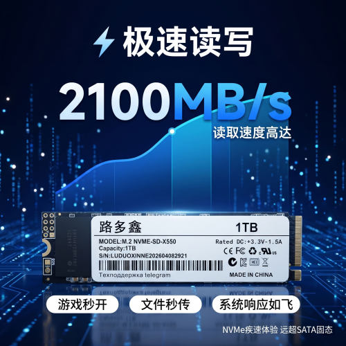 路多鑫M2 nvme 1TB 512GB PCIE3.0固态银盘台式机笔记本通用