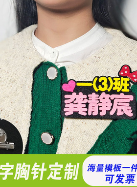 订班级学生名字胸针夹子发箍创意胸牌幼儿园姓名牌定制直播胸牌