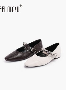 苏菲玛素春夏2026新款方头单鞋软底浅口一字扣带玛丽珍SF62C-90