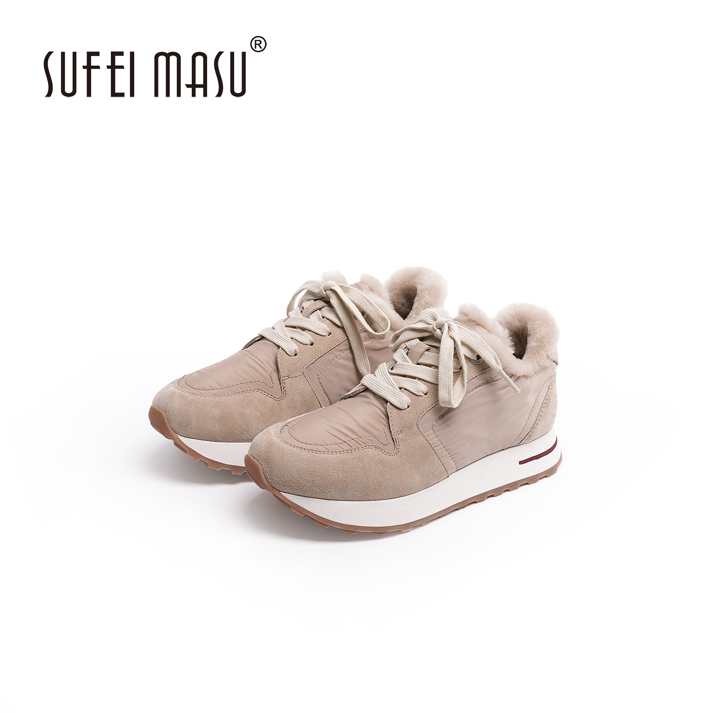 SUFEIMASU/苏菲玛素新款潮流拼色厚底板鞋女运动休闲鞋SF52-57678