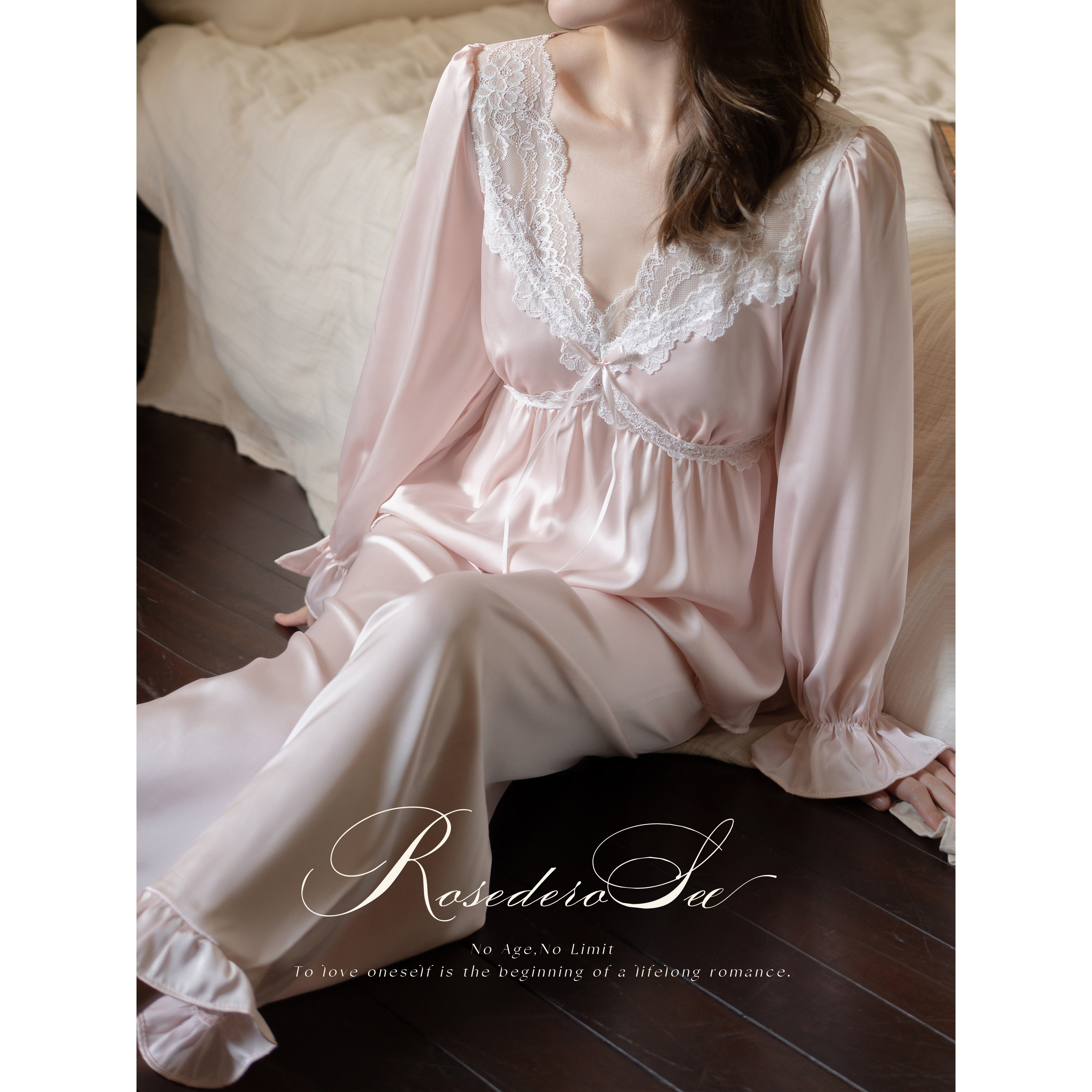 RoseDeRosee戏梦巴黎 睡衣女2026新款睡裙法式家居服套装冰丝睡衣