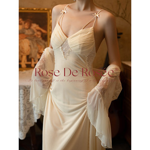 复古婚礼晨袍性感吊带睡裙可外穿睡衣套装 法式 新款 Roserosee茉野