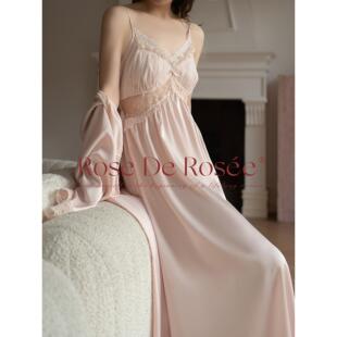 蕾丝睡裙套装 Roserosee茜茜公主 可外穿春夏法式 性感睡衣女款 新款