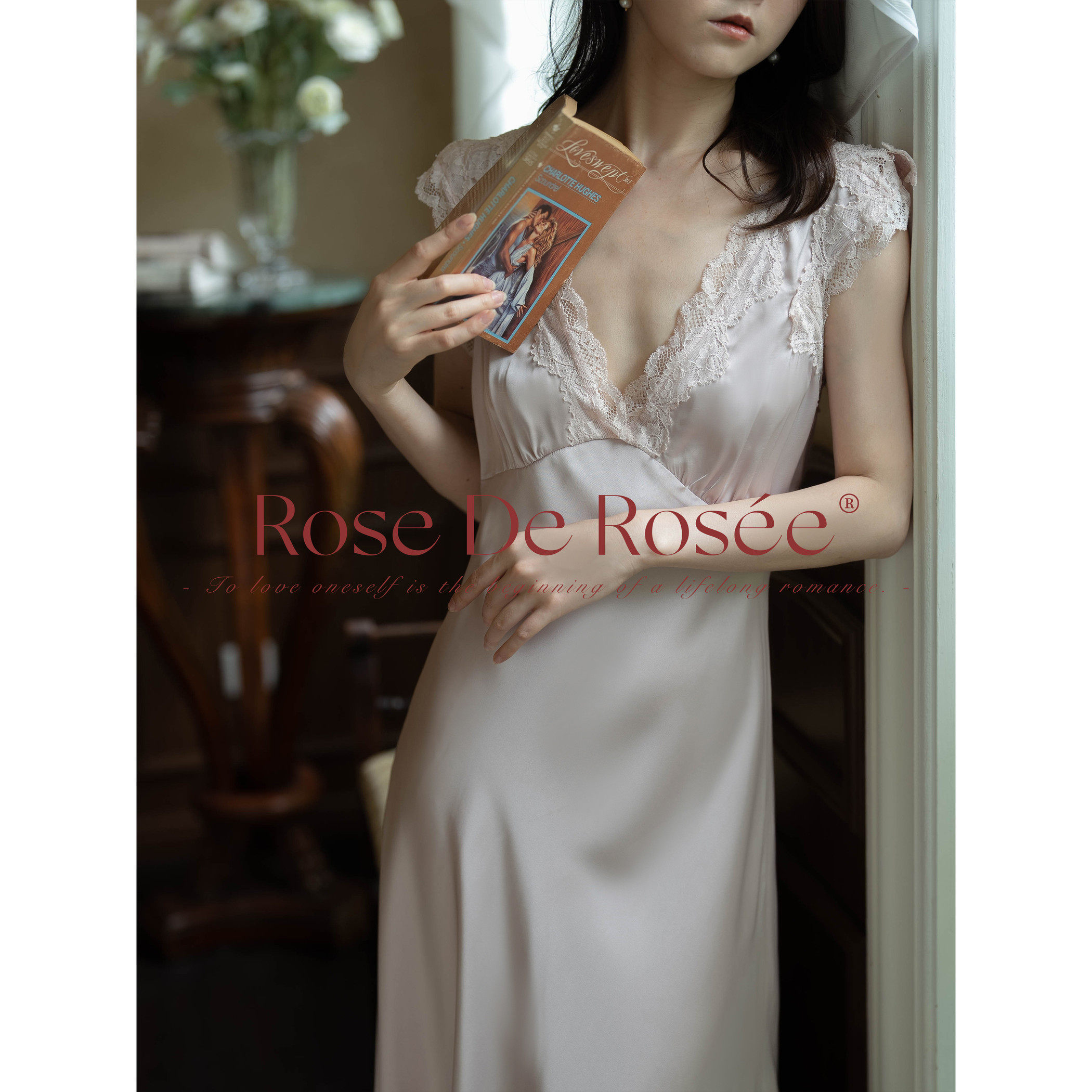 Rose rosee泊雾少女法式吊带睡裙女款春夏超火绝美睡衣蕾丝连衣裙