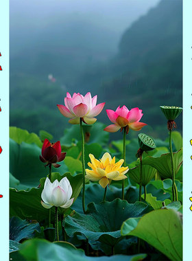 自然风景画荷花莲花海报装饰画