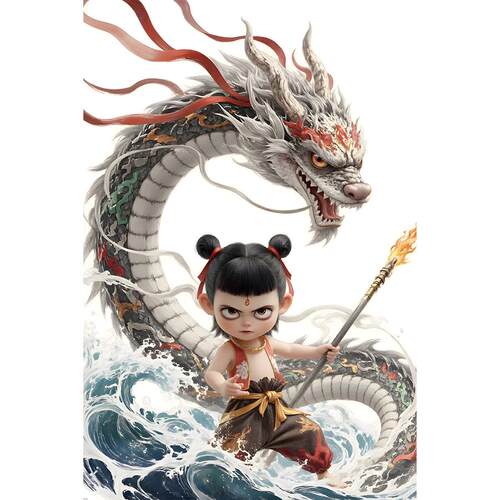 哪吒魔童高清大壁画壁纸自粘贴纸