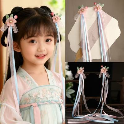 古风汉服头饰儿童发夹飘带流苏