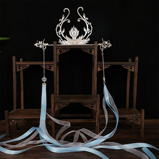 晚宁同款cos汉服神女发冠发钗飘带发簪子古风头饰超仙发饰配饰品