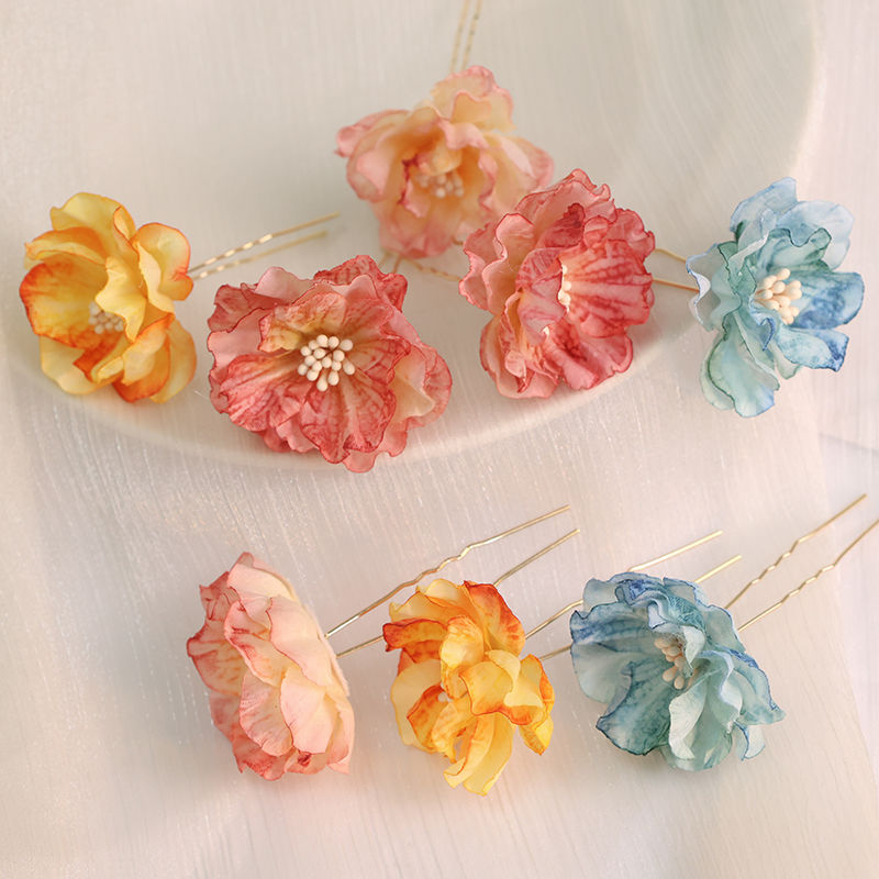 花朵发簪U钗掩仿真花朵