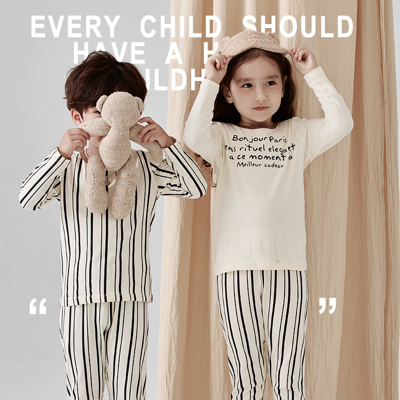 儿童秋衣秋裤套装莱卡棉