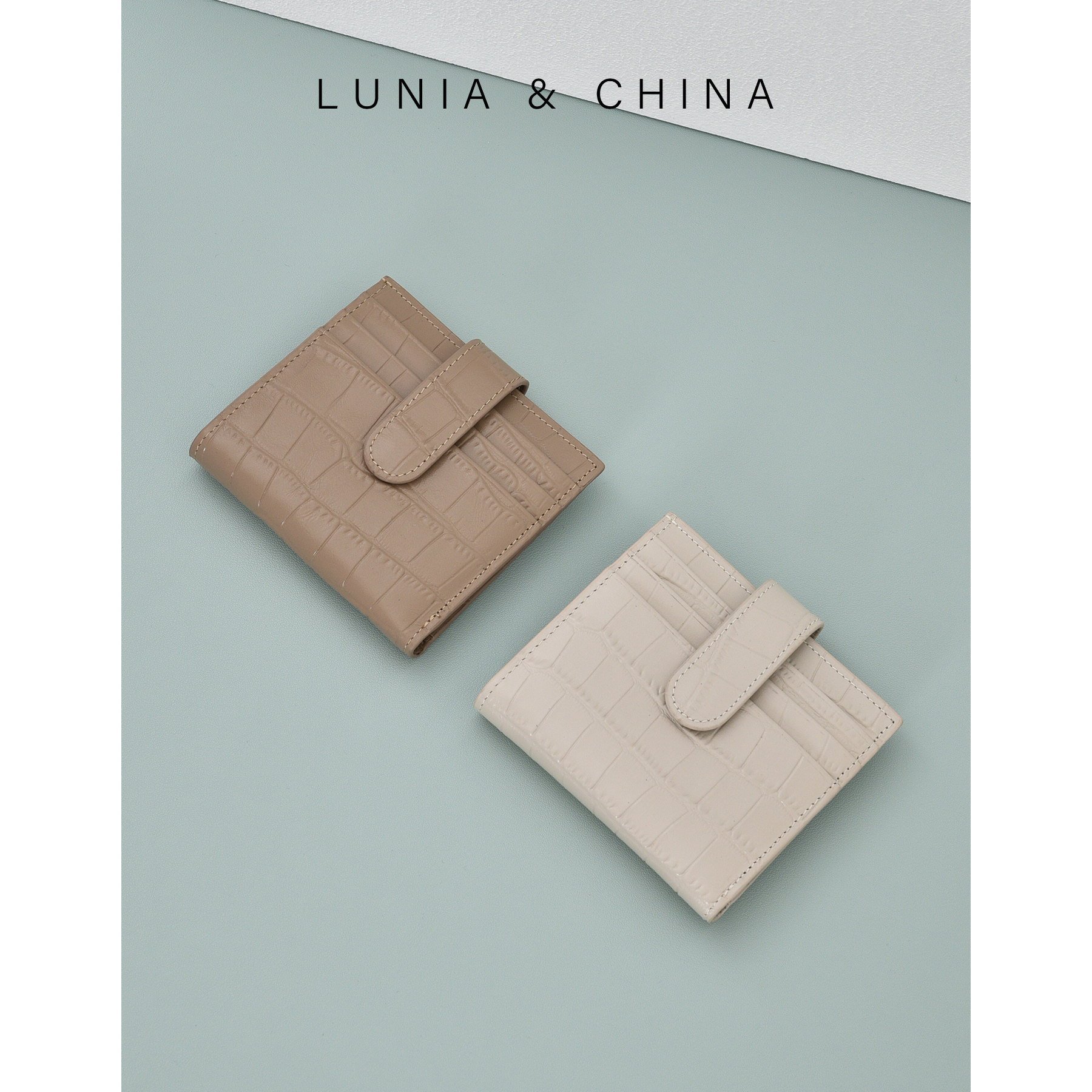 韩国东大门bucks&leather牛皮短款钱包鳄鱼纹真皮拉链零钱包卡包