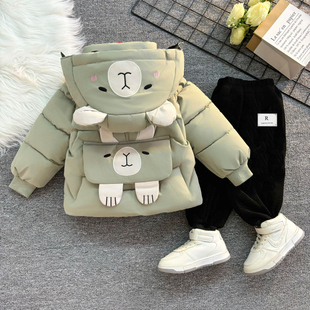 儿童棉服男童加绒外套女小童加厚新款棉衣宝宝羽绒棉袄冬装冬季