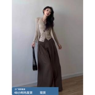 2025新款秋季穿搭一整套吊带上衣长袖针织开衫韩系chic高级感套装