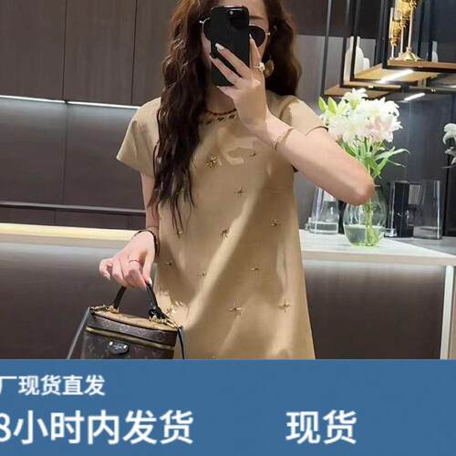 轻奢法式高级感重工钉珠洋装2026新款女夏季短款小香风苧麻裙子