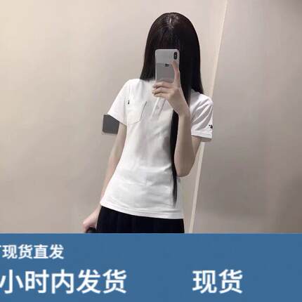 日系校供学院风收腰白色polo衫女短袖刺绣T恤上衣夏季jk制服套装