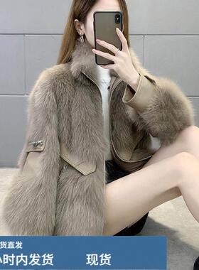 女士短款陂草外套2025秋