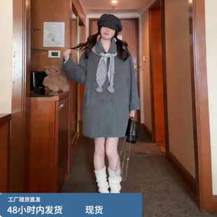 灰色慵懒风穿搭毛呢外套女秋冬季2026新款高级感巨好看的初冬大衣