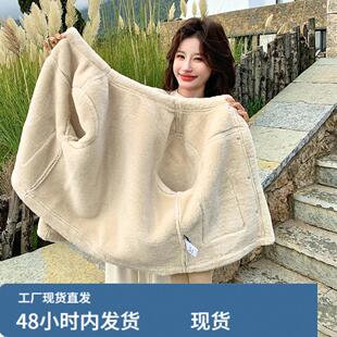卡其色短款皮毛一体羊羔毛厚外套女秋冬新款超火好看加绒机车棉服