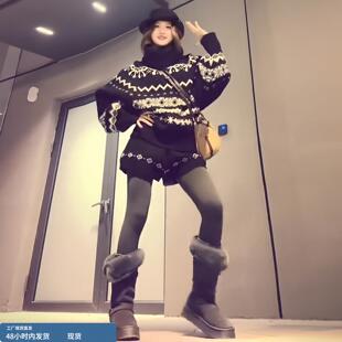 韩风chic一整套慵懒松弛感巨好看复古针织衫短裤两件套装2025冬季