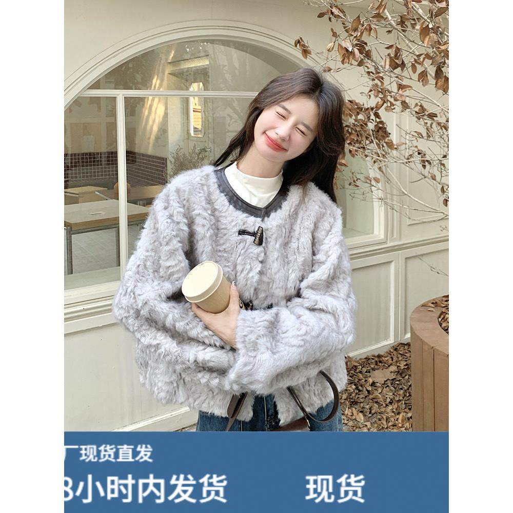 小香风羊羔毛外套女冬季2025新款休闲设计感皮毛一体百搭短款上衣,运动/瑜伽/健身/球迷用品,广场舞套装,淘宝优惠券,粉丝福利购,淘宝优惠卷