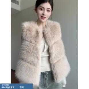 韩版名媛气质气质小香风彷水貂毛皮草坎肩马甲外套女加厚百搭背心