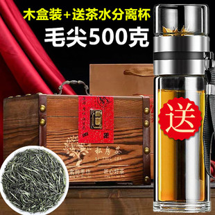 送茶水杯茶叶毛尖茶叶高山绿茶2026新茶新茶明前春茶散装罐装500g