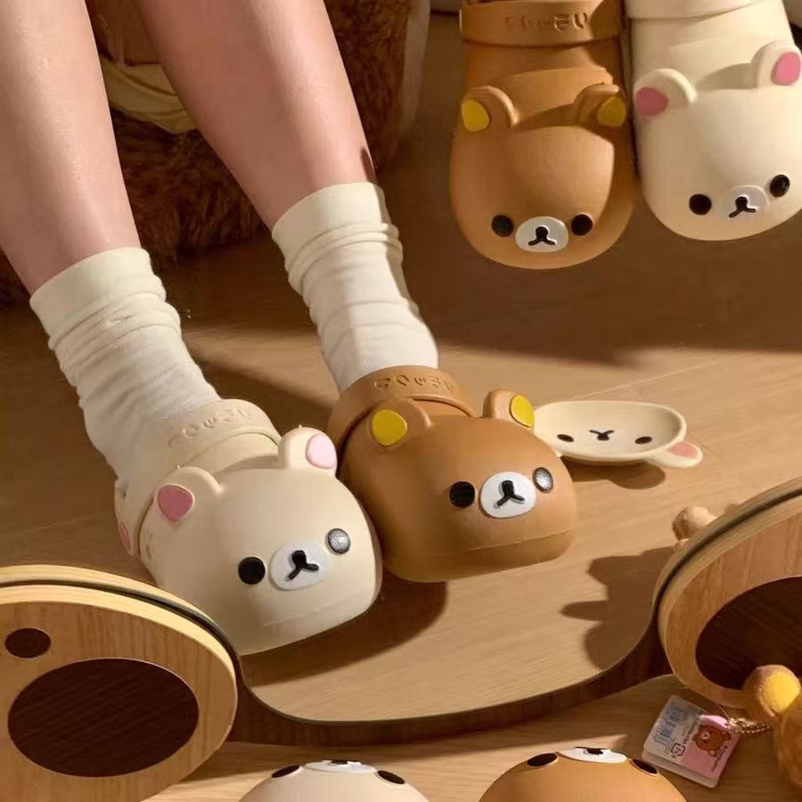 轻松熊大头熊卡通立体女鞋夏季