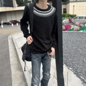 小众内搭 纯棉毛圈长袖 当天发货 Undercover黑色锯齿印花卫衣