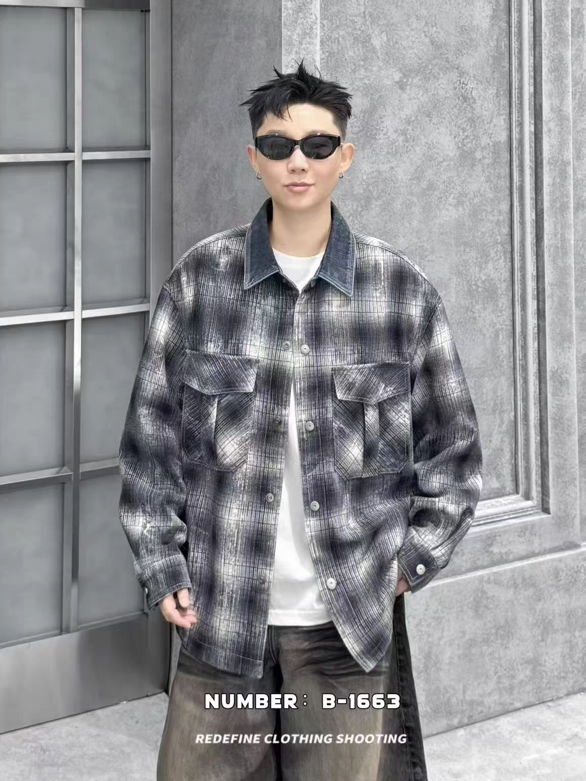 美式复古格子衬衫男士2026秋时尚套装