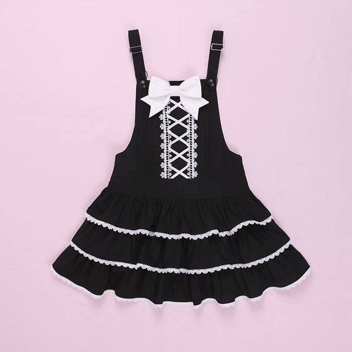 熊之原创连衣裙lolita古早昭和蛋糕三层裙摆背带裙衬衫套装日系