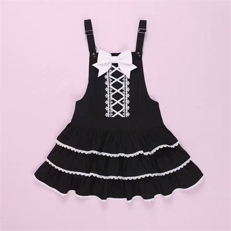 熊之原创古早昭和lolita蛋糕三层裙摆背带裙衬衫套装清新甜美风