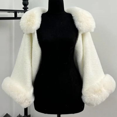 浪漫冬令时~仿貂毛毛领披肩女外搭加厚软糯斗篷披风洛丽塔风外套