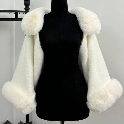 浪漫冬令时~仿貂毛毛领披肩女外搭加厚软糯斗篷披风洛丽塔风外套