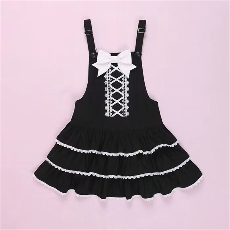 熊之古早昭和蛋糕裙可爱lolita公主洛丽塔背带三层裙摆背带裙萌妹