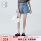A字小个子热裤 紫涵高腰牛仔裤 新款 设计感蝴蝶结腰头时尚 短裤 夏季