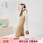 女2024年春季 新款 休闲工装 紫涵纯棉阔腿背带裤 风垂感遮肉胯连体裤